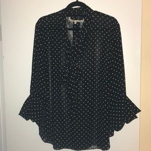 Sheer Black Polka-Dot Blouse